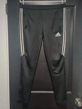 Adidas Black Jogger Pants with White Side Stripes